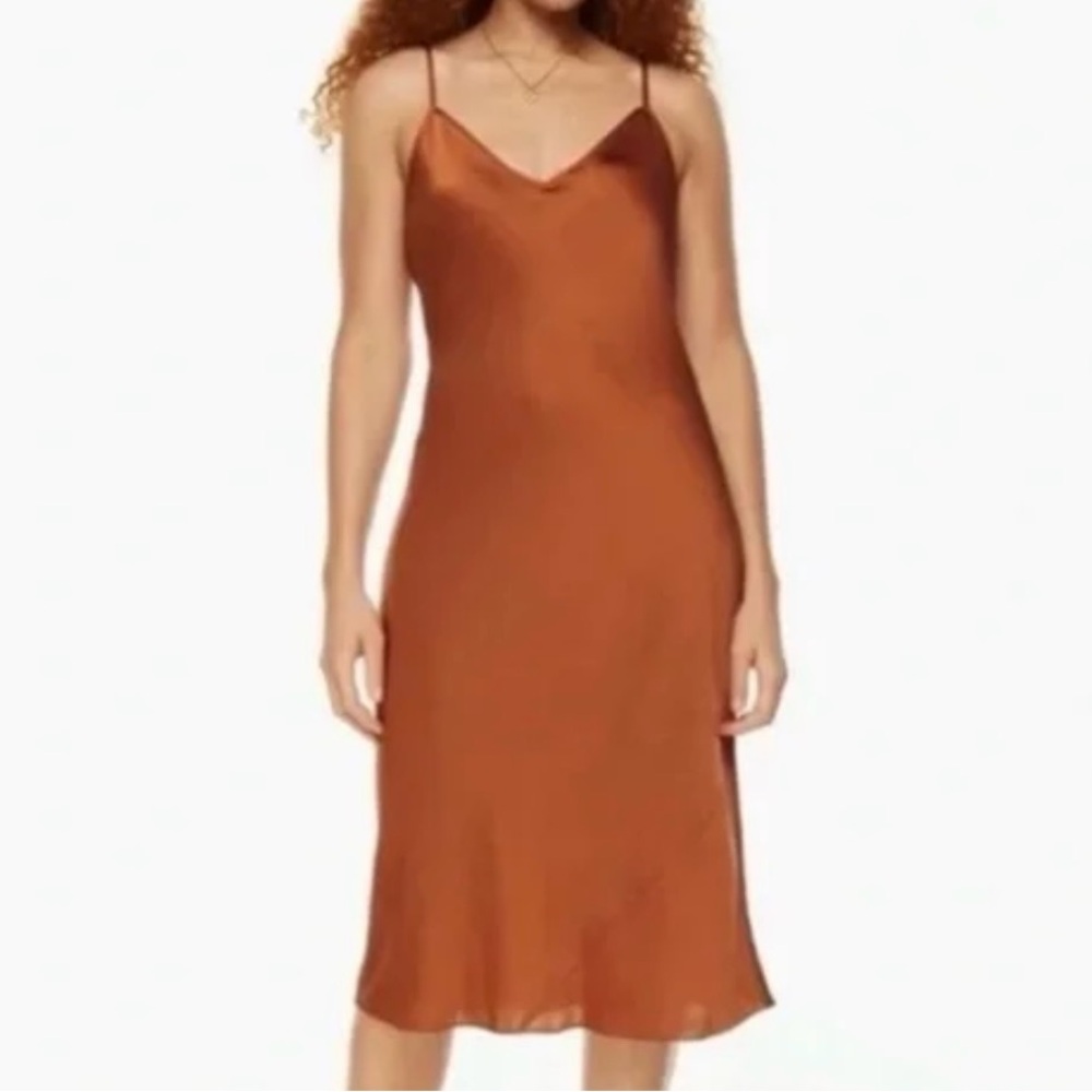 Elegant Satin Slip Dress in Rust